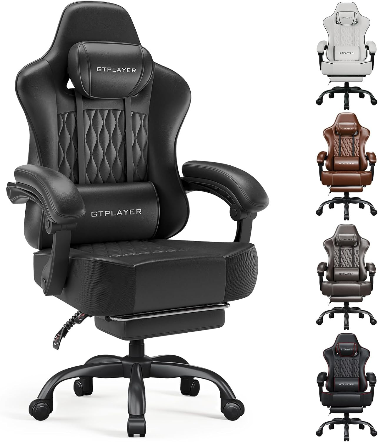 Big and Tall Gaming Chair with Footrest, Ergonomic Office Desk Chair with 4.4In