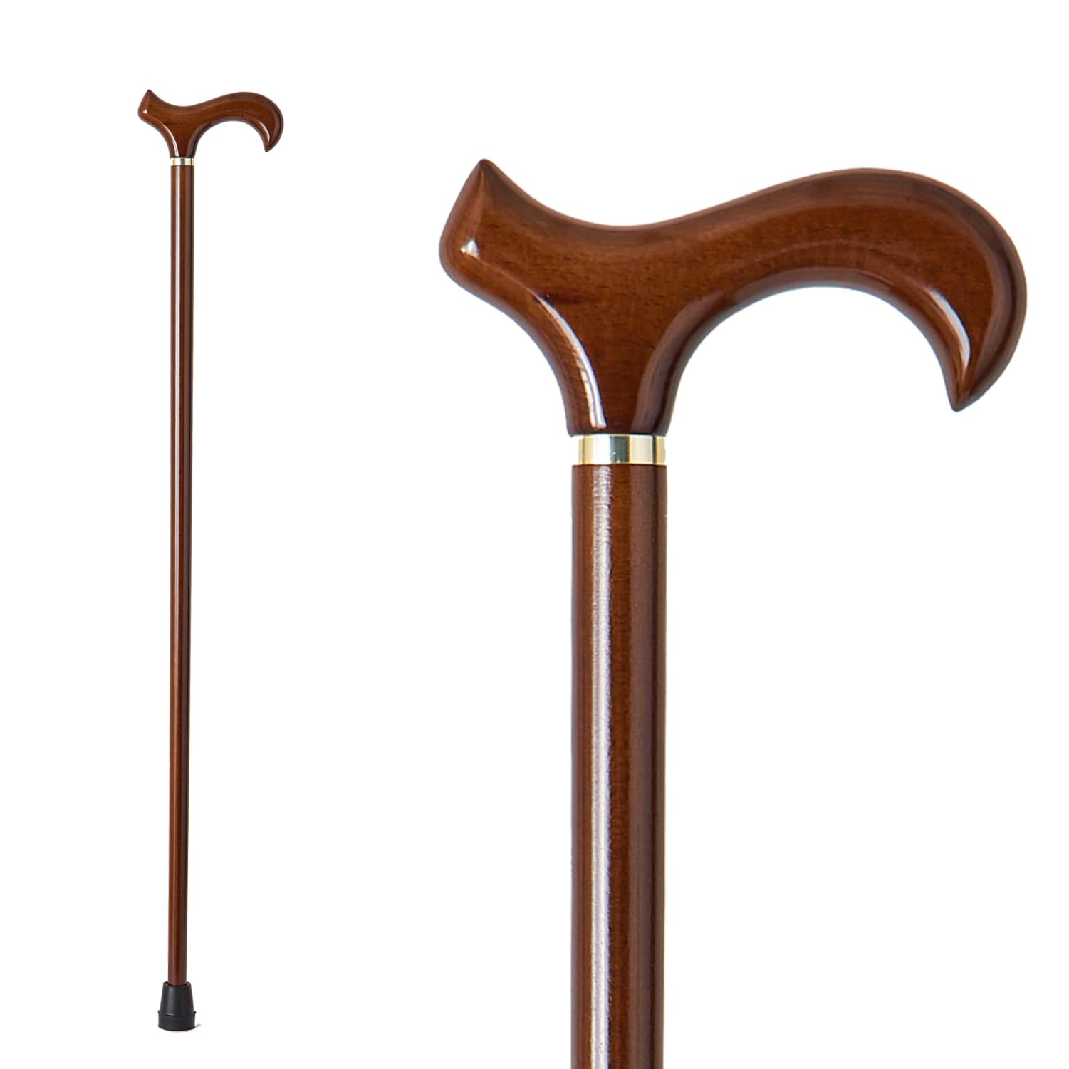 Ergonomic Wooden Walking Cane for Men and Women One Piece Classic Wood Cane