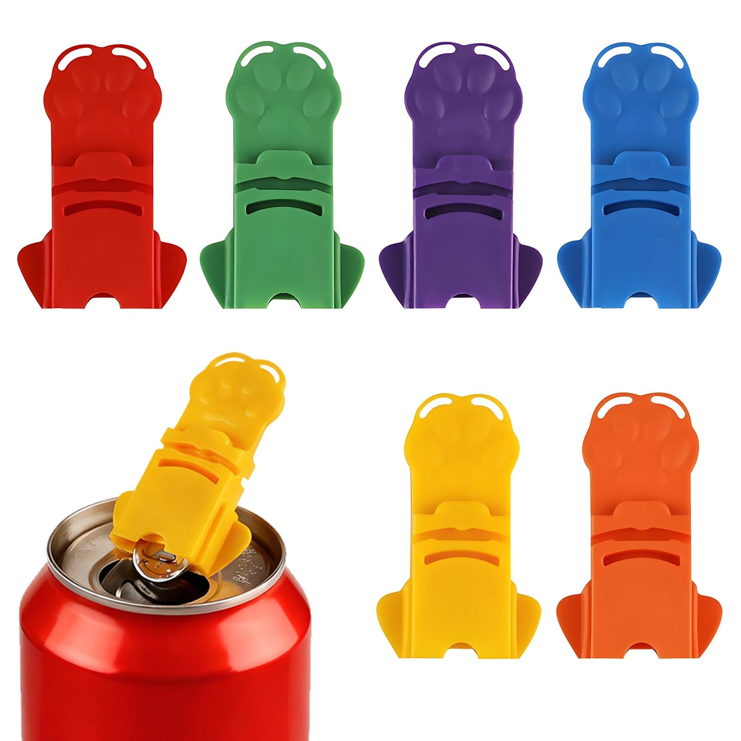 6PCS Soda Can Opener and Cover, 2-in-1 Pop Can Opener & Dust Cover - Fits Mos