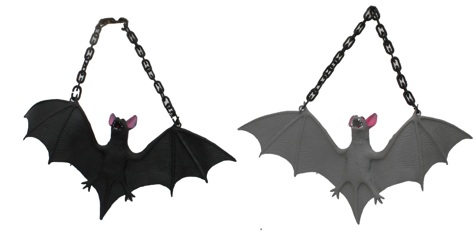 Set of 2, 13" Hanging Bat w/ chain, Graveyard, Haunted House, Halloween Decor