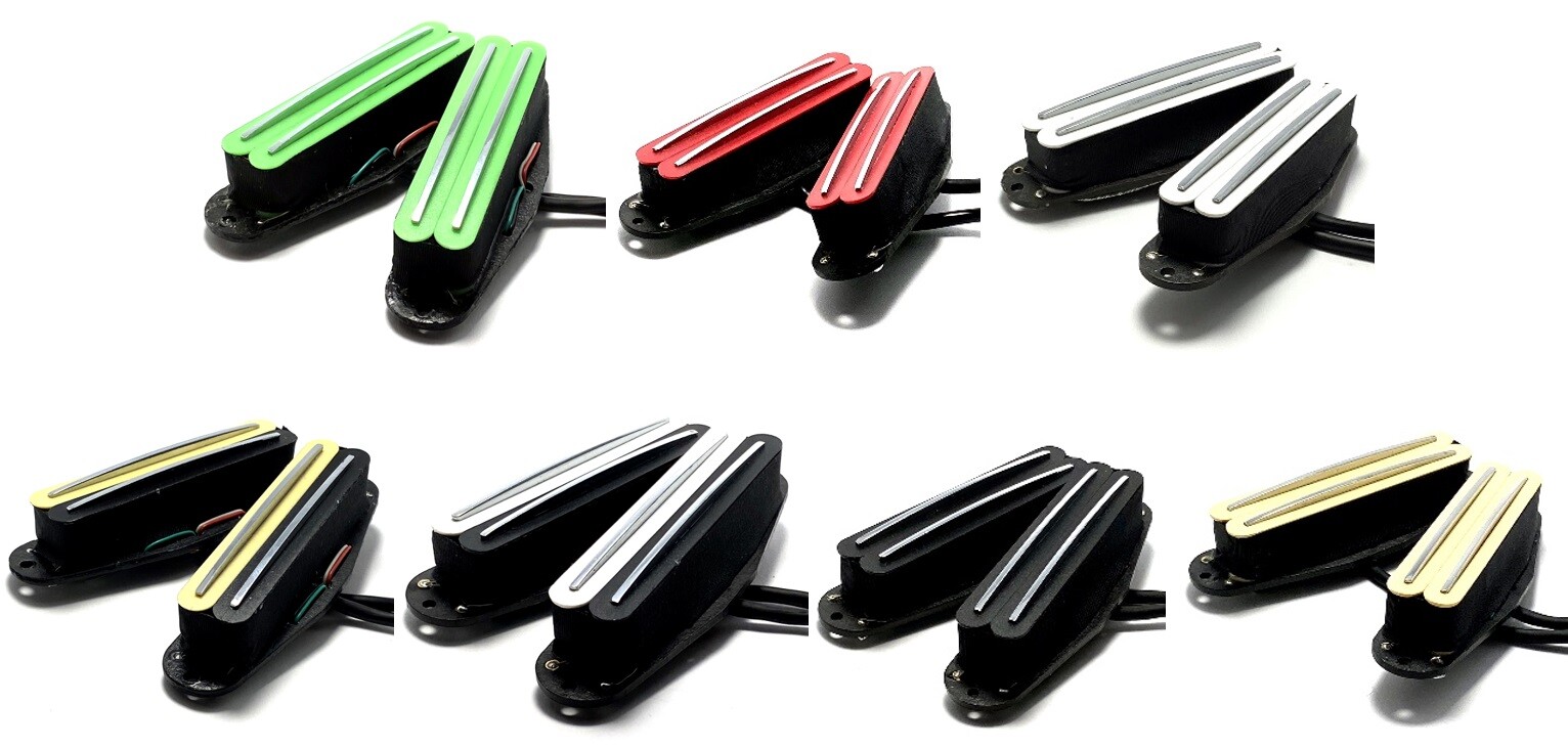 Set of 2 Duo Rail Pickups by Dragonfire, Strat Sized 4W Humbuckers ~Color Choice