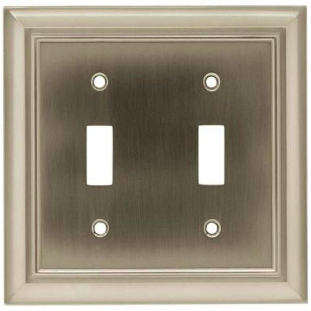 (5 Pack) Architectural Double Switch Wallplate Satin Nickel