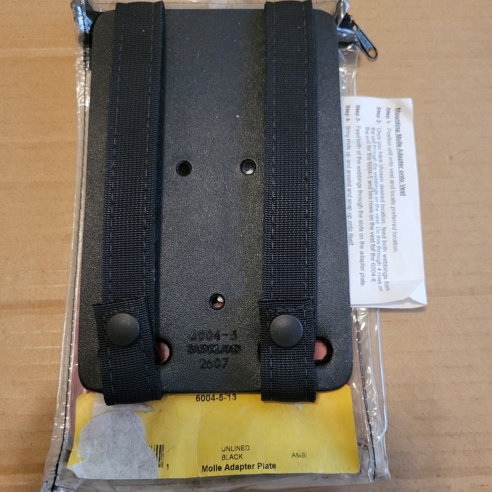 Safariland 6004-5-13 Black Molle Vest Adapter Plate New