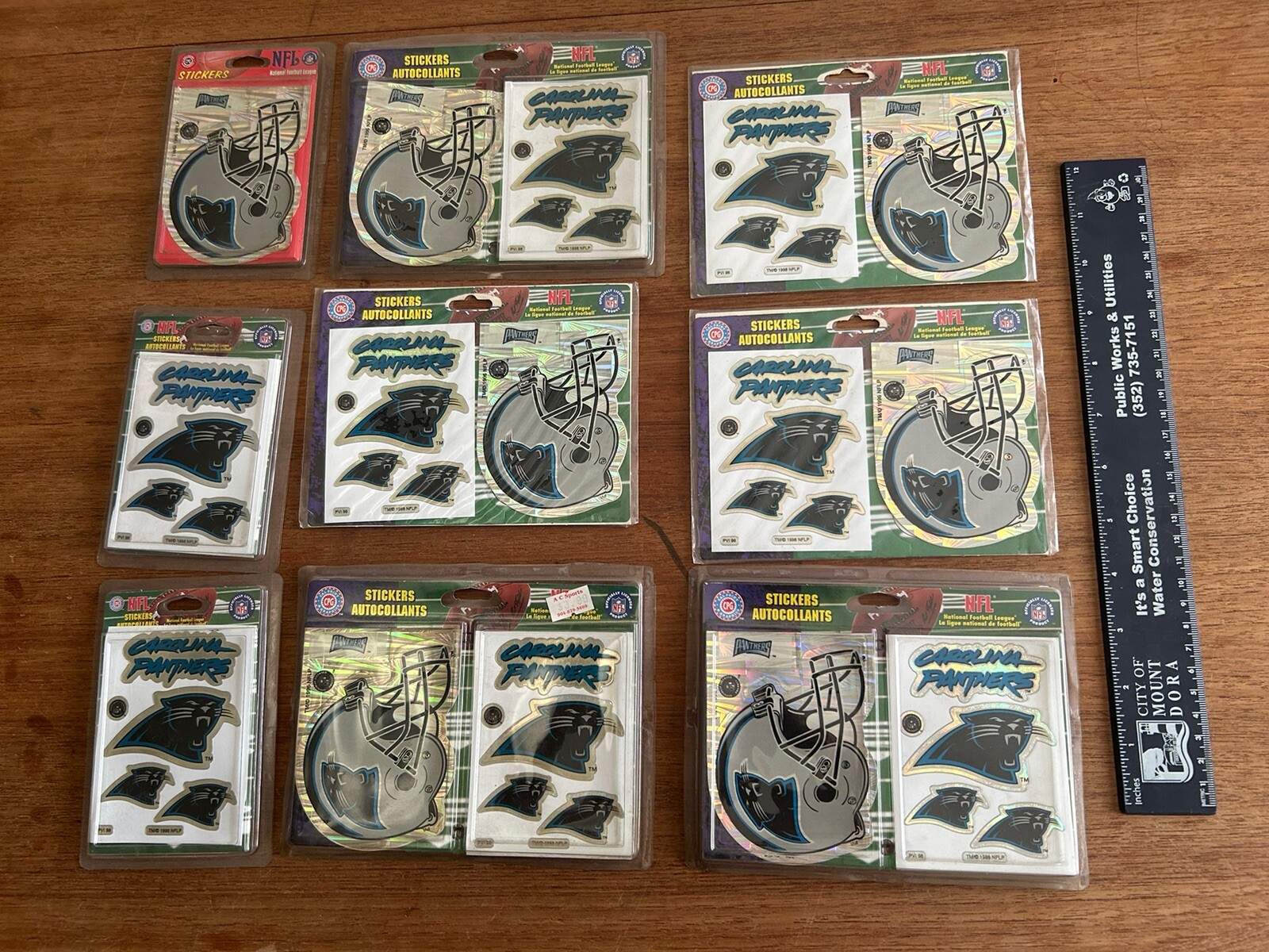 Vintage 1999 Carolina Panthers 9 New Old Stock NFL Stickers Autocollants Prism