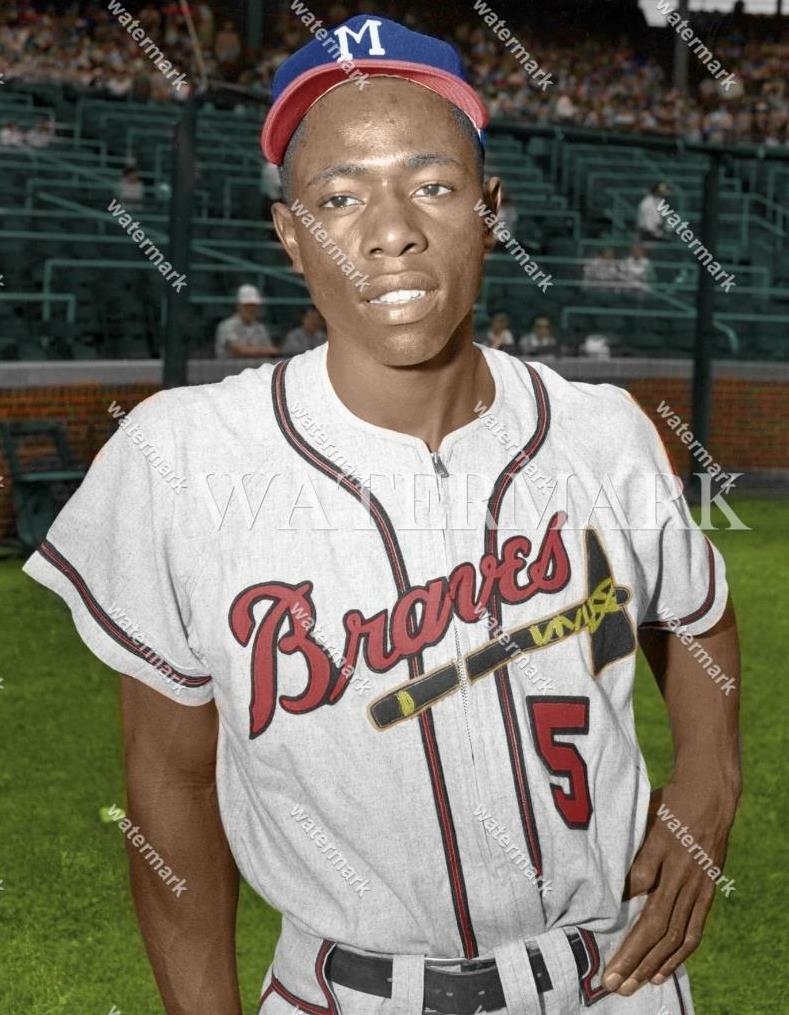 CN470 Hank Aaron Milwaukee Atlanta Braves 8x10 11x14 16x20 Colorized Photo