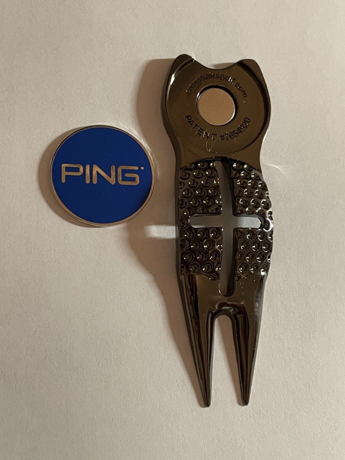 Crosshairs Divot Tool & 1" Karsten PING Flat Coin Style Golf Marker - A Beauty!