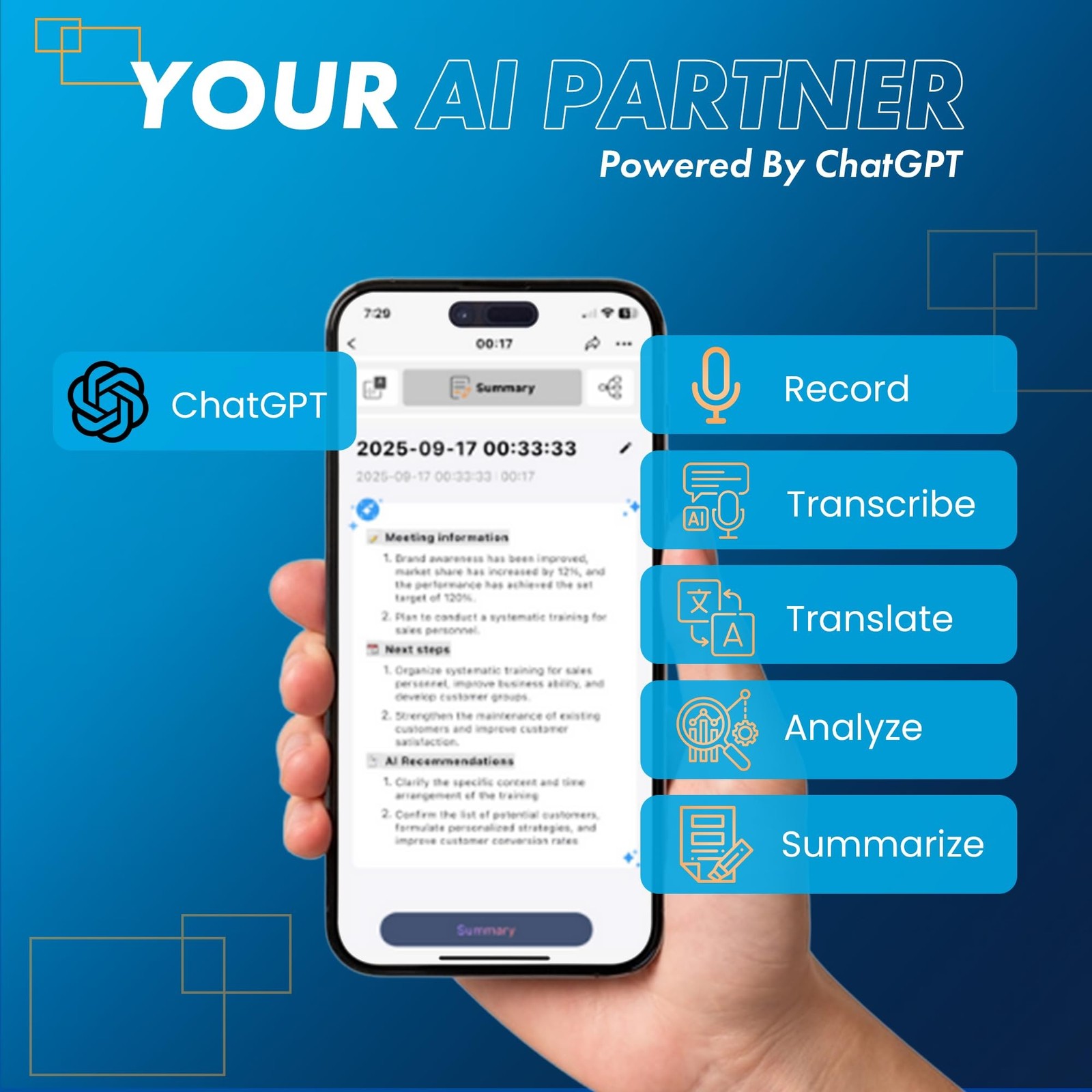Note AI Voice Recorder with Playback | App Control | Transcribe & Summarize &...