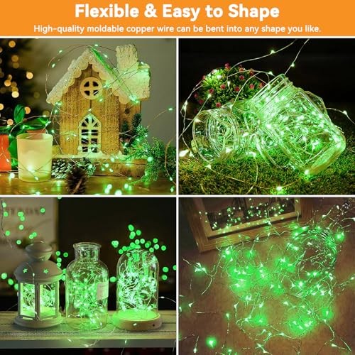 Solar String Lights Outdoor Waterproof 66ft 200LED 8 Modes - 2 Pack Green