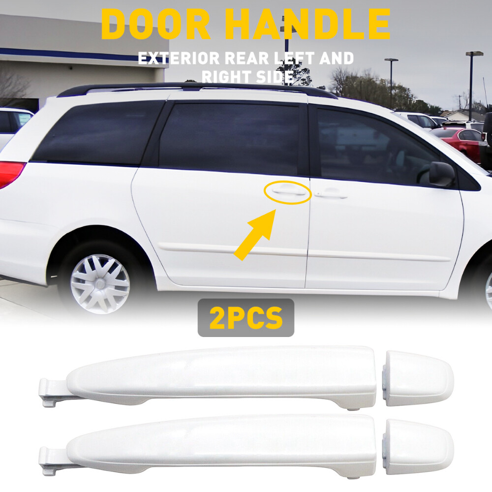 For 2004-2010 Toyota Sienna White Exterior Door Sliding Handle Left & Right Rear