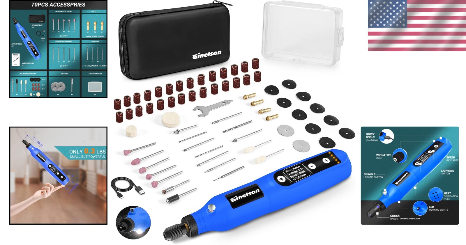 High-Performance Cordless Rotary Tool Set - 5-Speed Variable Control for DIY Use
