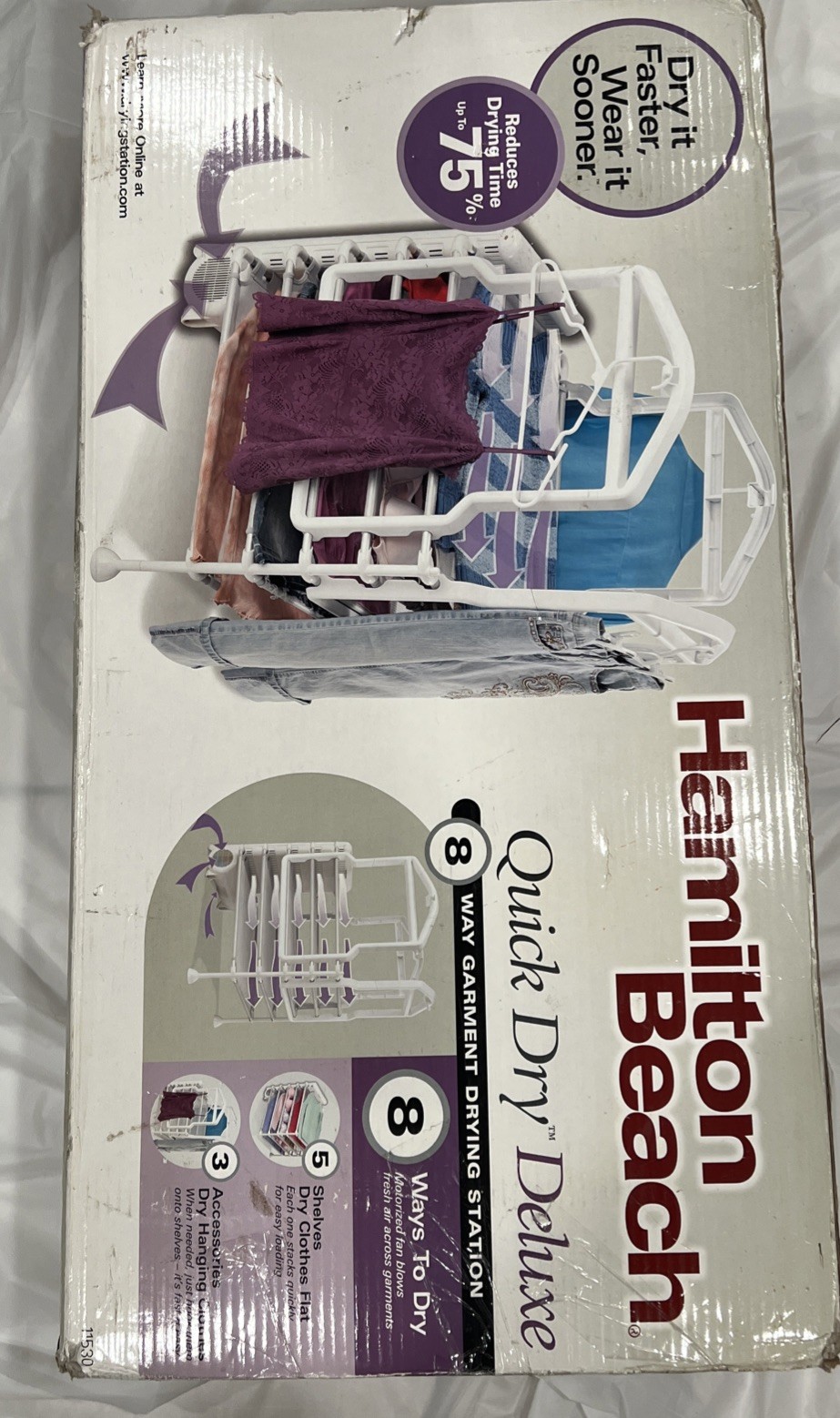 NEW OPENED Hamilton Beach Quick Dry Deluxe 11530 8 Way Garment Drying Station