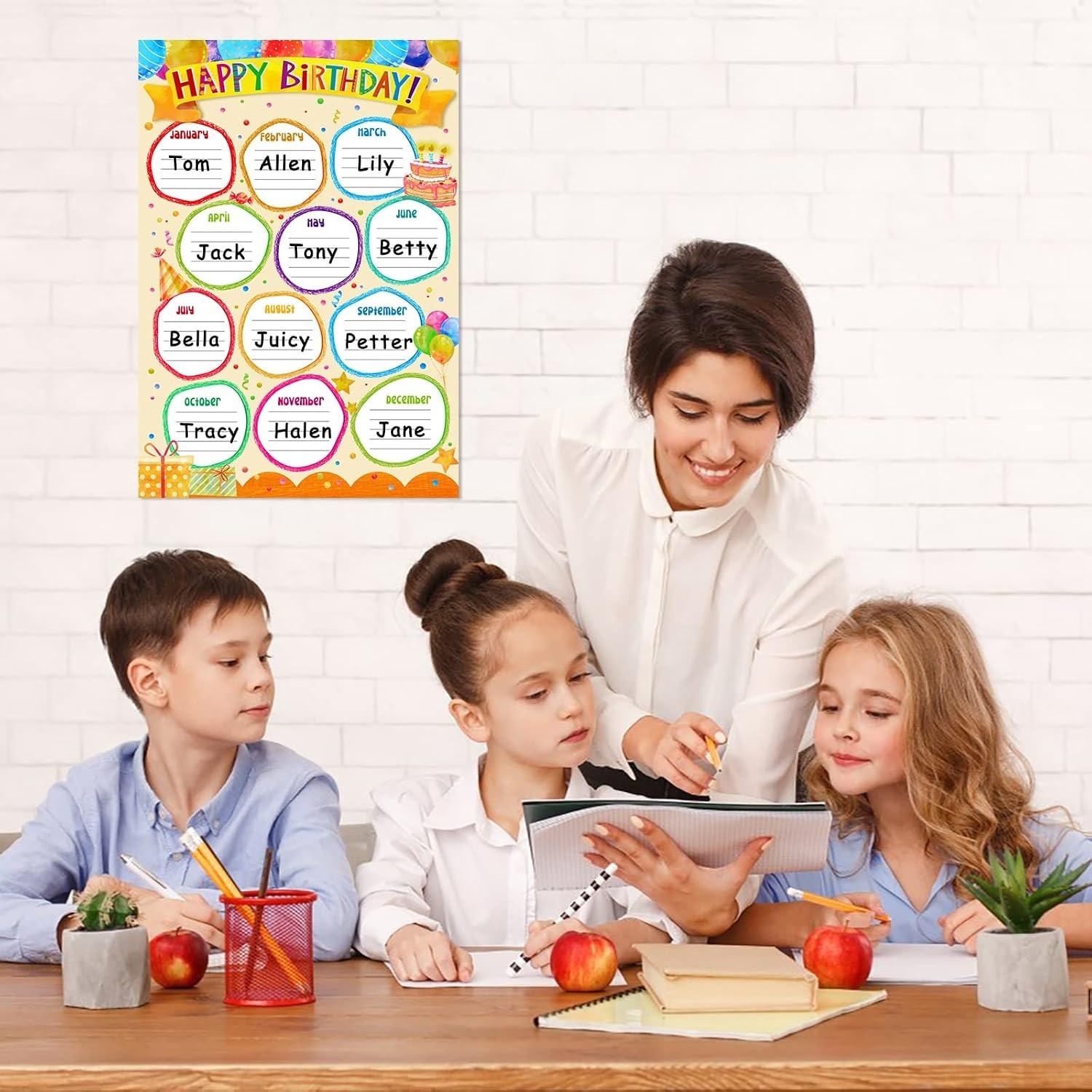 Laminated Birthday Calendar - Versatile Classroom Decoration for -Round Fun