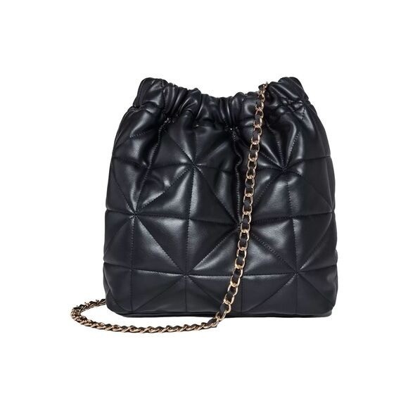 A New Day Rouched Chain Crossbody Bag Women One Size Black Quilted Pattern