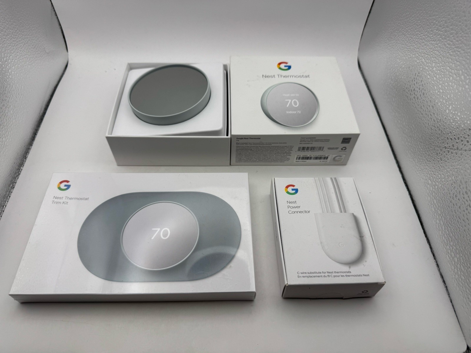 Google Nest G4CVZ Programmable Wi-Fi Thermostat w/Trim Kit + Power Connector New