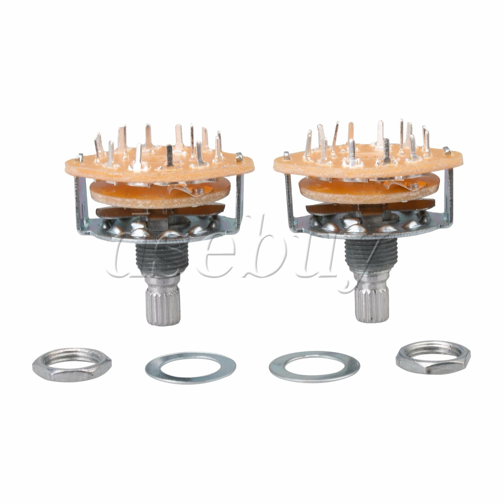 6PCS Metal Chrome + Red  2 Pole 6 Position Rotary Switch Band Switch  M1