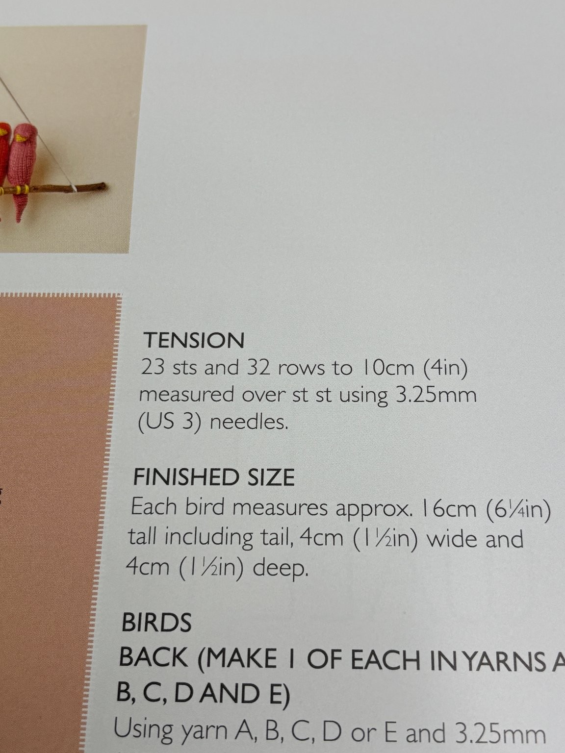 Flock Wall Hanging Birds Knitting Pattern Pages from Book