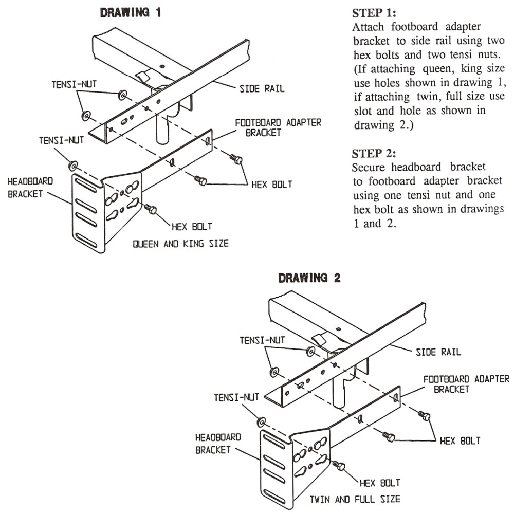 L&P 491028 Footboard Adapter Kit for Restmore Keyhole Bed Frames