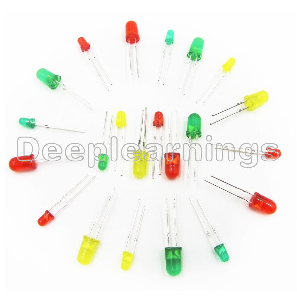 100PCS Round Head Light Emitting Diode LED 3mm 5mm Red Green Yellow Mix Color