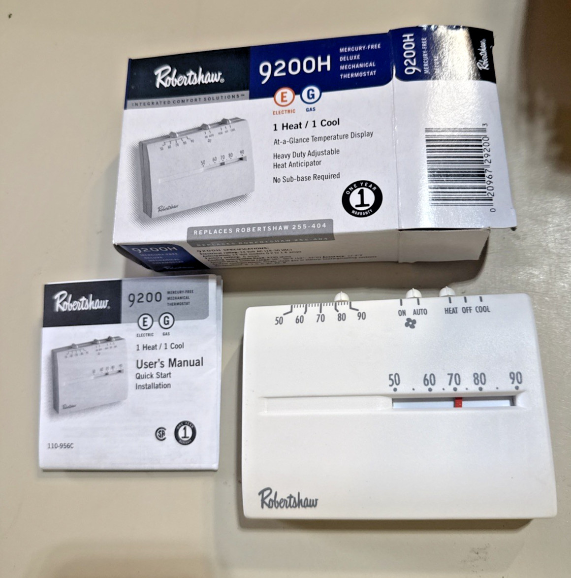 Robertshaw 9200H Deluxe Heat & Cool Mechanical Thermostat Mercury-Free
