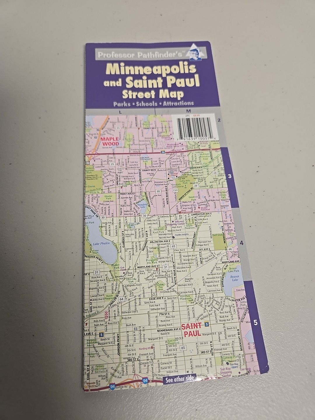 Minneapolis and St. Paul, Minnesota, Professor Pathfinder's Street Map