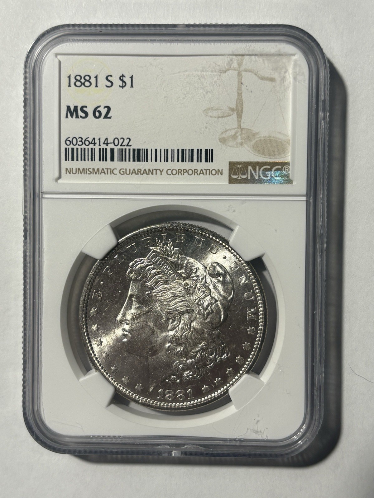1881 San Francisco Morgan Silver Dollar NGC Graded MS62