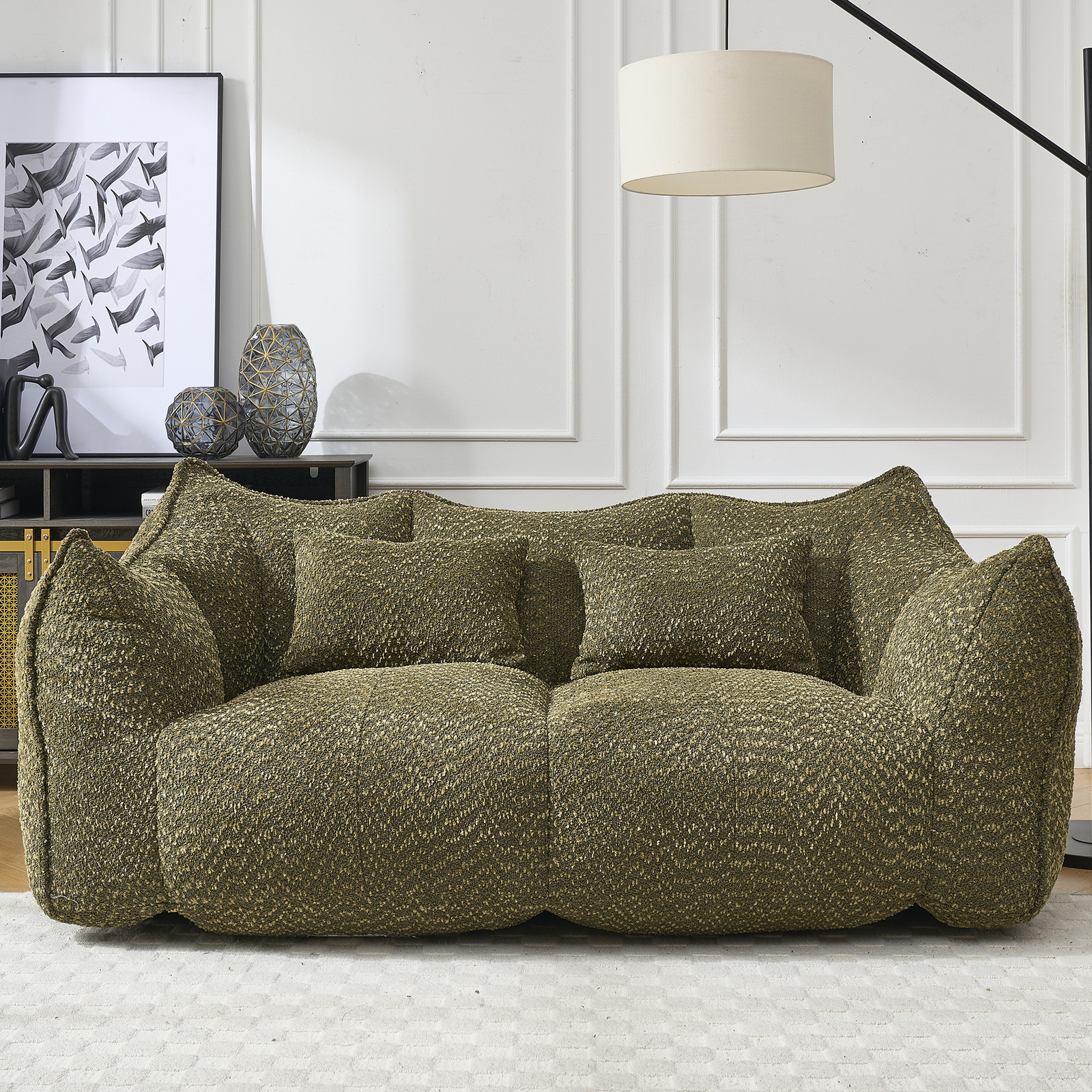 Bean Bag Chairs Lazy Sofa recliner high resilience foam core 2people Olive Green