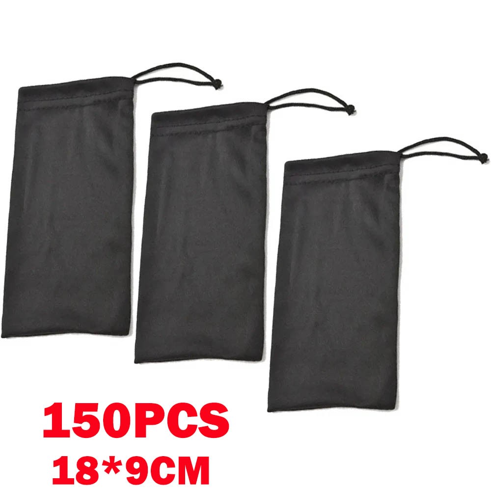 150x 18*9cm Black Micro Fiber Sunglasses Carrying Pouch Soft Case Glasses Bag