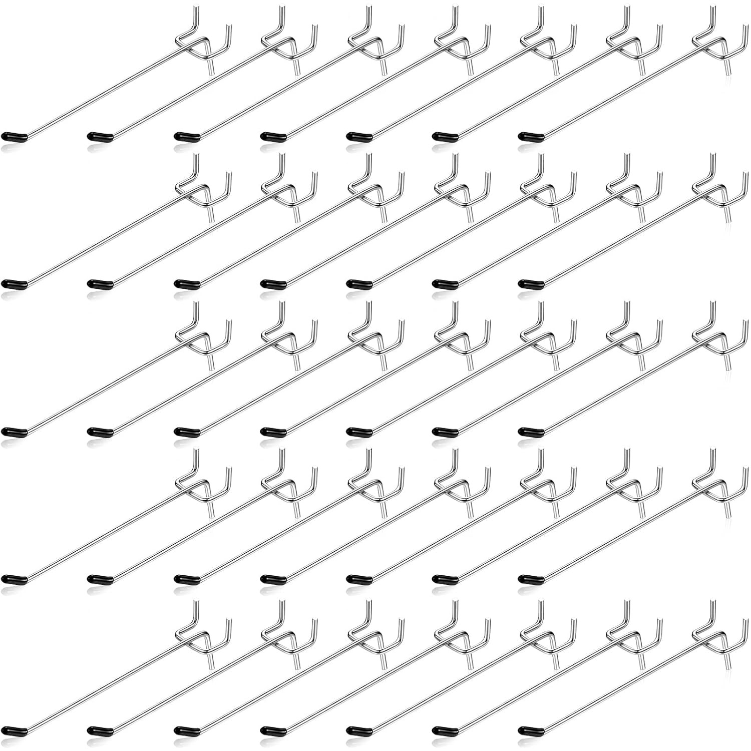 100 Pack 6 Inch Pegboard Hooks Metal Display Hangers w/ Rubber Tips