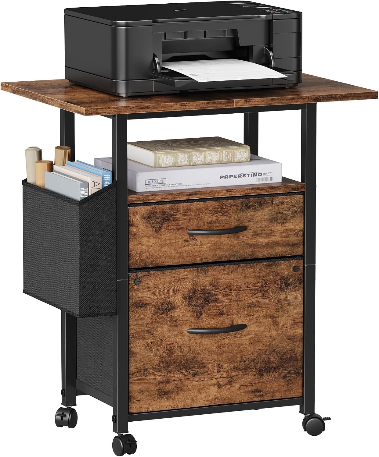 2 Drawer File Cabinet 24''W, Mobile Filing Cabinet, Printer Stand | 24'' Extende