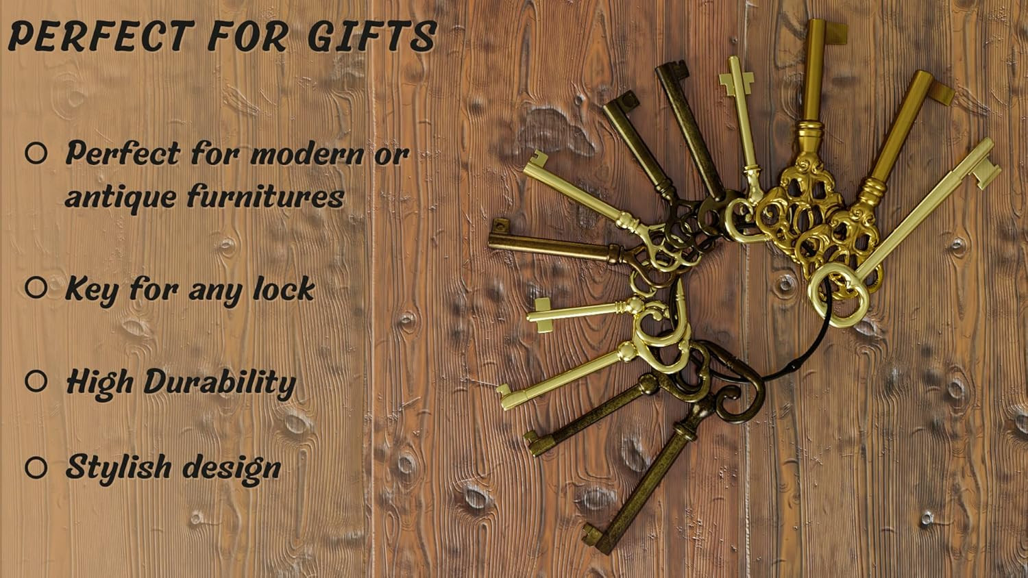 KY-12S Skeleton Key Set Reproduction Key for Antique Furniture - Cabinet Doors,