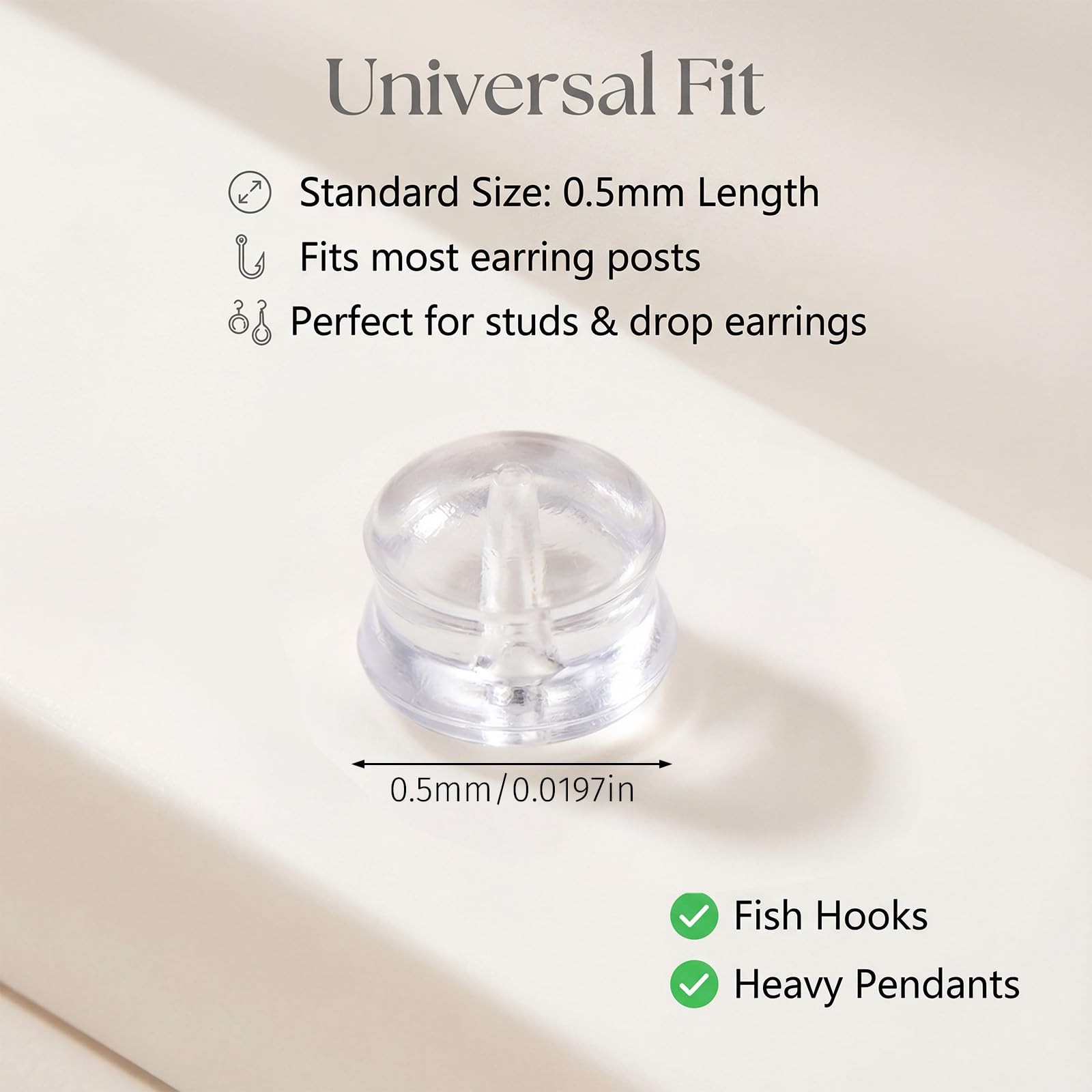 100PCS Silicone Earring Backs, Clear Rubber Stoppers for Studs, Pierced clear