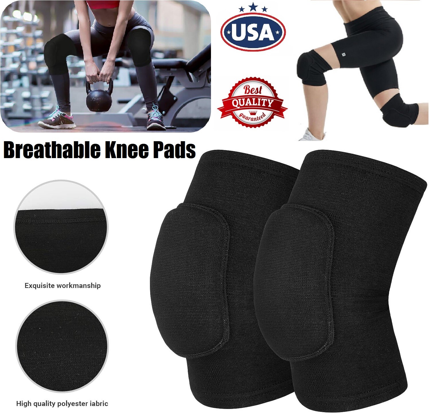 Knee Pads Knees Protective Volleyball Dance Yoga Breathable Men Women Kids USA