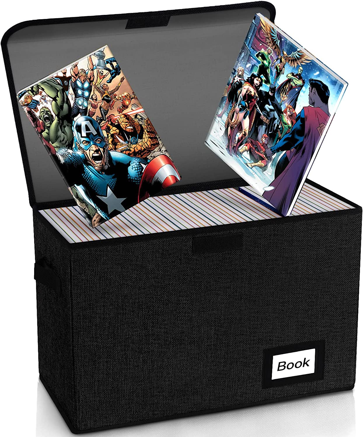 Book Storage Box Organizer Large Collapsible Leather Comic Books Container Board