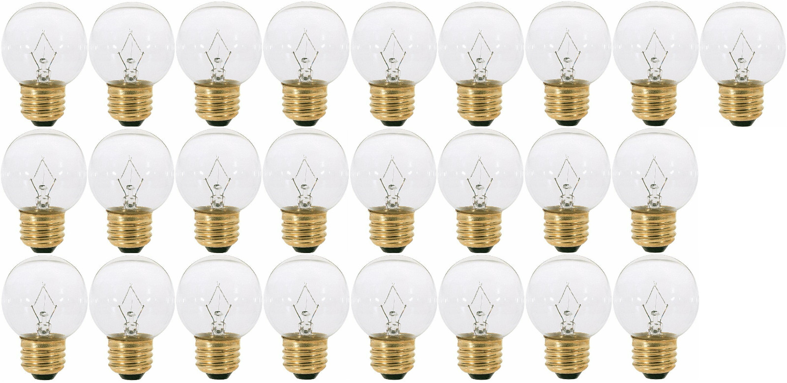 25 PACK SATCO S3838 25W 120V G16.5 25 Watt Light Bulb Clear Standard Base