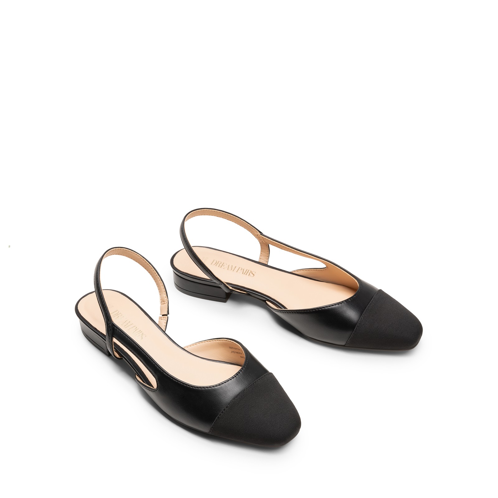 Women Square Cap Toe Low Heel Dress Shoes Lightweight Slingback Flat Shoes