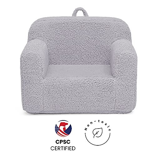 Delta Children Cozee Sherpa Chair, Reading, Arm Rest|Cushion Availability, Grey