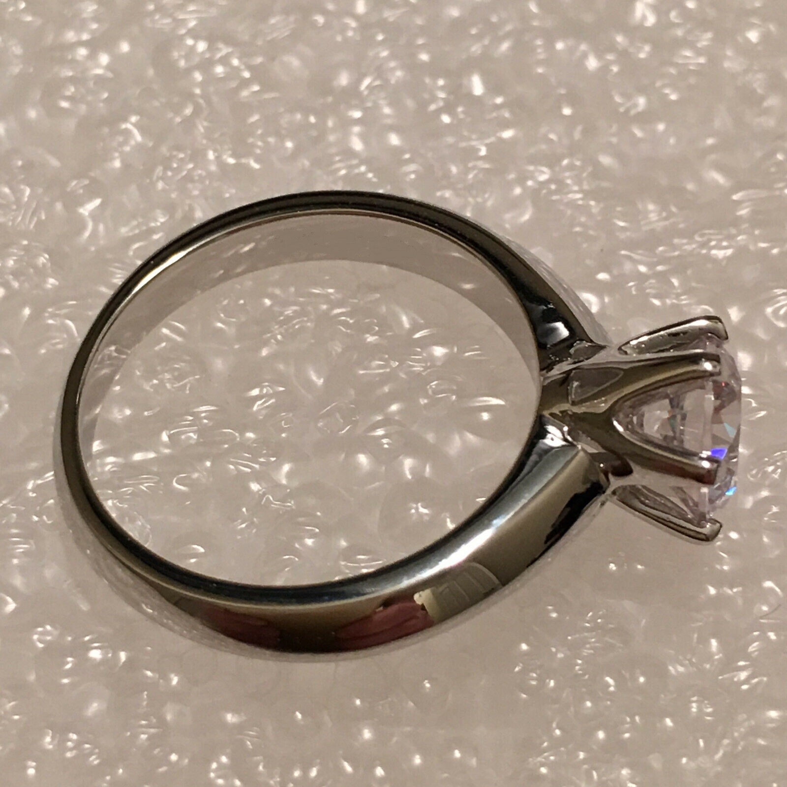 Solitaire One Moissanite Engagement Ring 2ct Solid 14k White Gold Round Cut