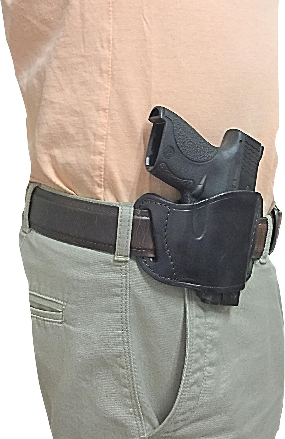 NEW OWB Black Leather Gun holster With Belt Loop For Davis P-380