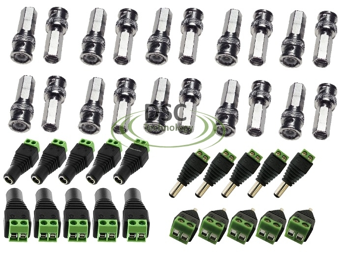 RG59 Siamese Cable Kit, 20PCS Twist-on connectors, 20PCS Power Connectors