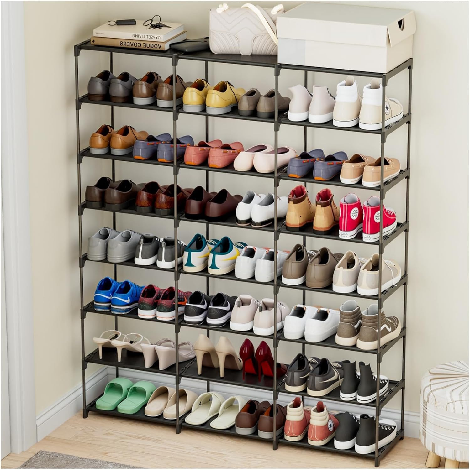 Large 8-Tier Shoe Rack - Waterproof Organizer for 40-60 Pairs
