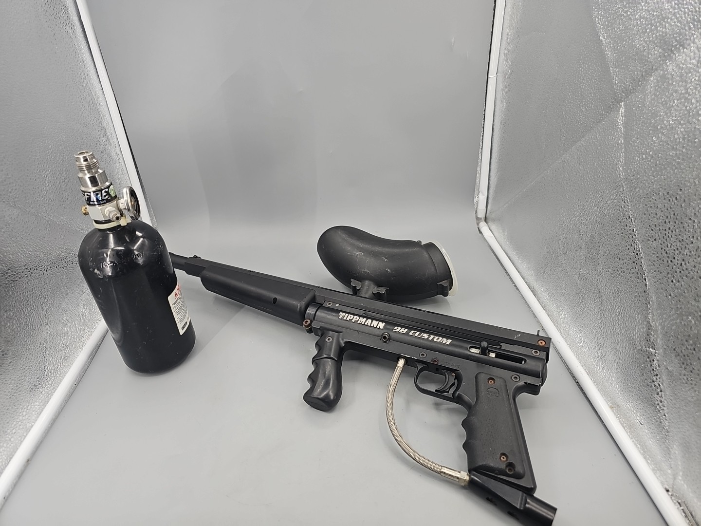 Tippmann 98 Custom Ultra Paintball Marker with Hopper and Large Gauged Co2  Tank