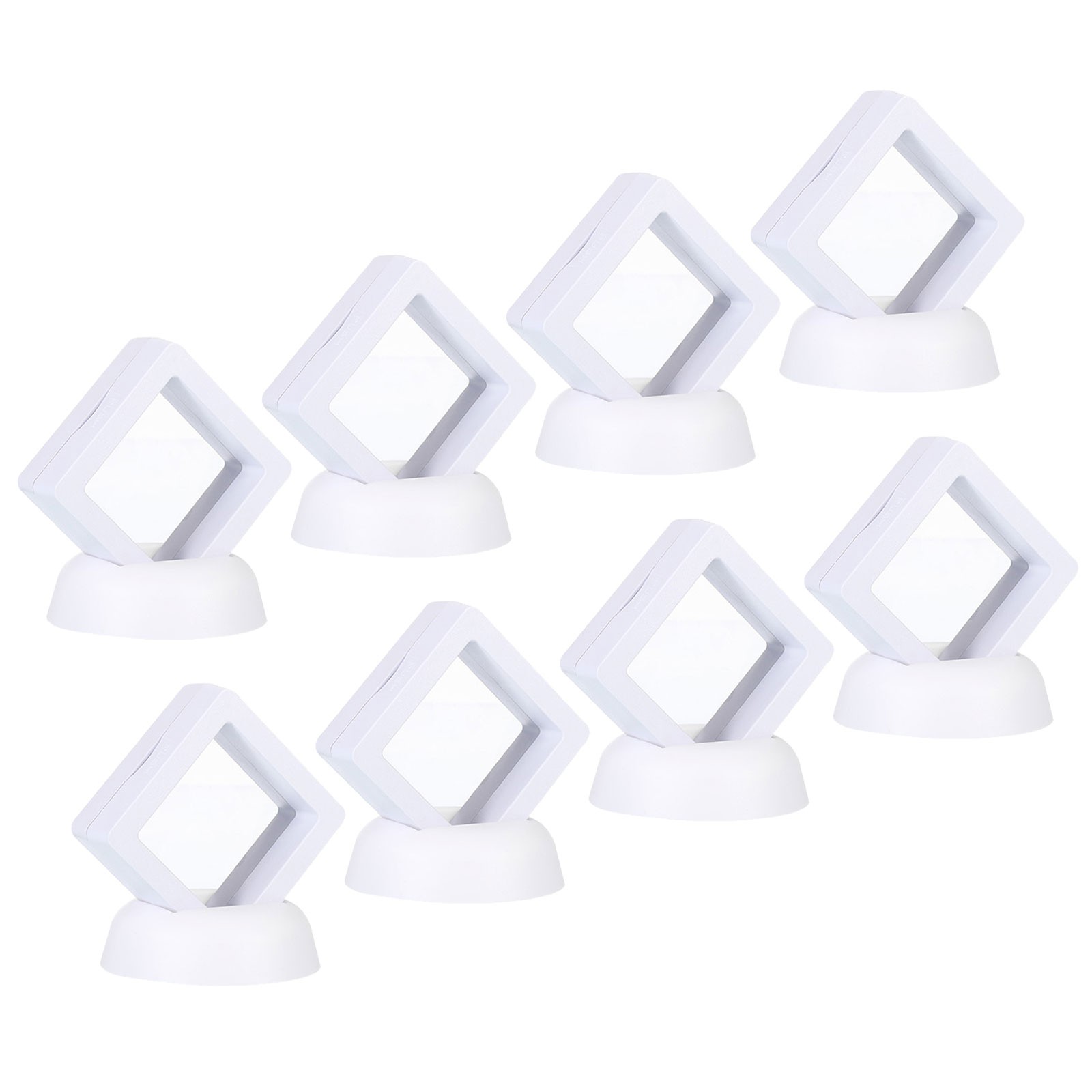 8Pcs 3D Floating Display Case, Coin Display Holder Case(White, 2x2″)