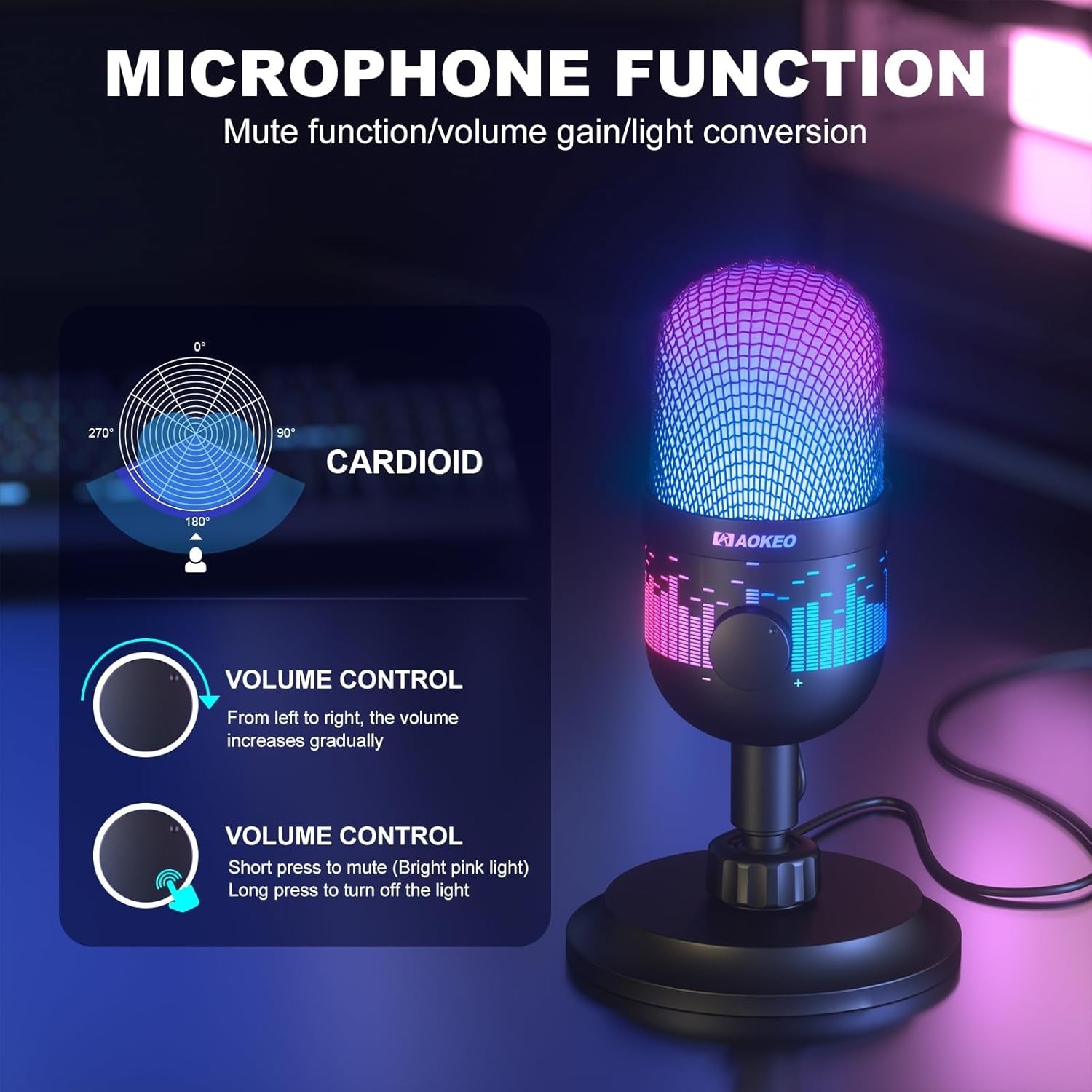 AK-1i USB Condenser Microphone for PC, Mac & PS4/5 with Mute Function