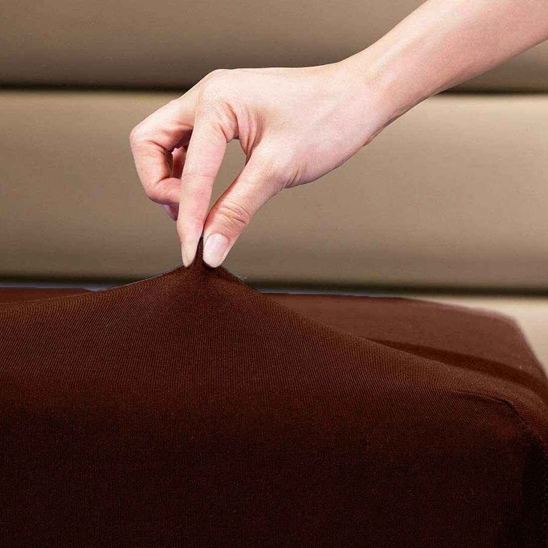 100% Cotton Jersey Fitted Sheet, Full, Brown, 16 Inch Deep Pockets, Ultra Sof...
