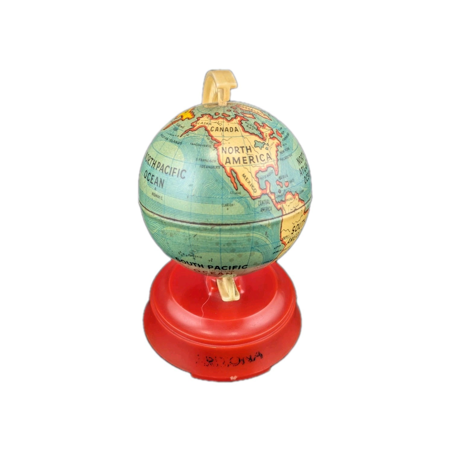 Miniature Globe Pencil Sharpener Vintage Spinning World Figural Desk Decor