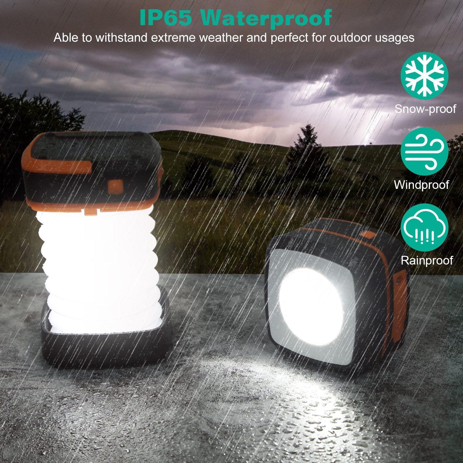 Solar Camping Lantern LED Collapsible Tent Lamp USB Rechargeable Emergency Light