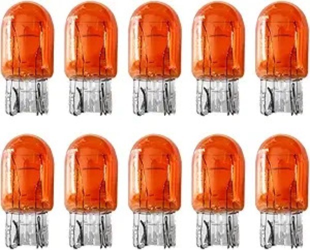 10PCS 7443 T20 12V W21/5W Clear Car Bulb, Amber Stop Brake Tail  Color: Ameber