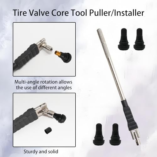 Tire Valve Stem Puller, Tire Valve Core Install and Removal Tool, Silver