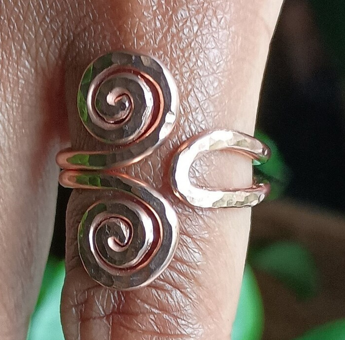Solid Copper Minimalist Healing Handmade Unisex Ring, Splint Ring Adjustable
