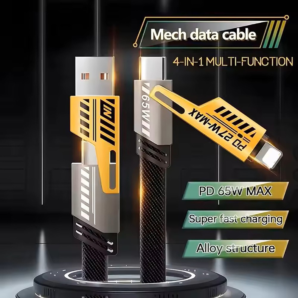 4-in-1 USB C Cable PD65W Fast Charging Data Sync Multi-Function for iPhone
